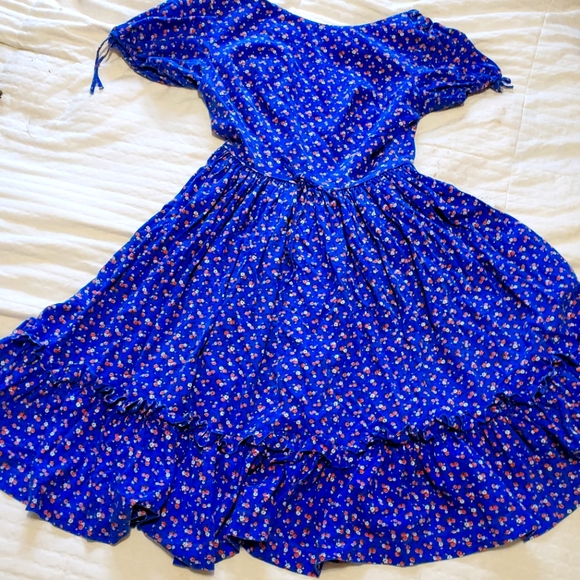 Mode o day 1940 square dance dress vintage blue cotton floral - Picture 1 of 6